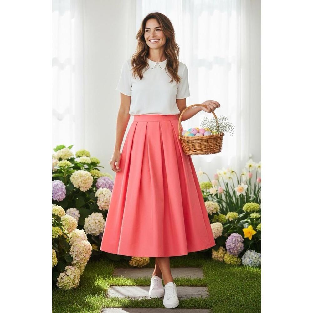 $140 NEW White House Black Market Elegant Gelato Taffeta Midi Skirt - Picture 1 of 11
